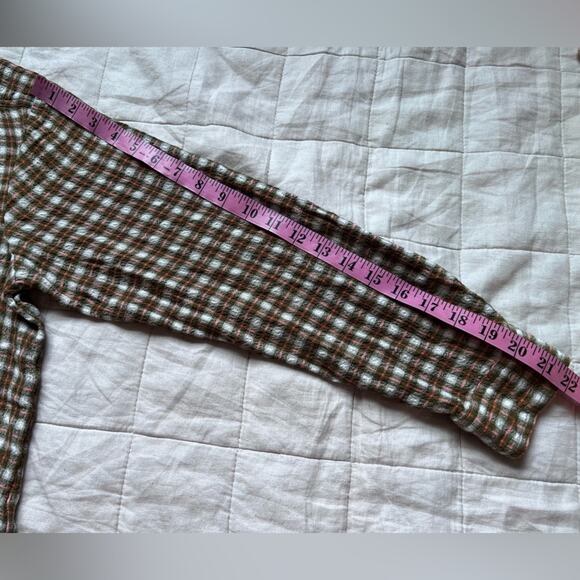 Pilcro Pink Green Plaid Textured Button Down Long Sleeve Shirt Cottagecore - Med - Picture 6 of 9